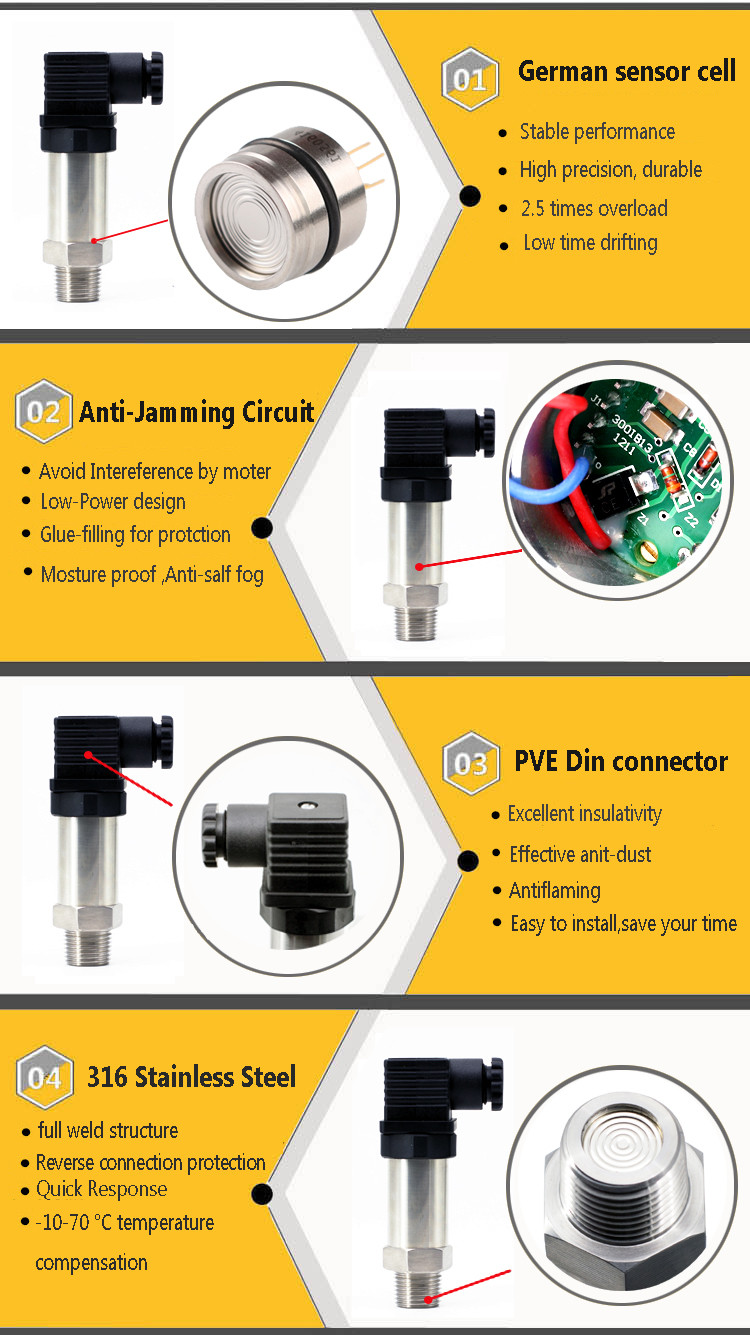 CE Approved Flush Diaphragm Pressure Transducer , PT206-1 Diaphragm Pressure Switch