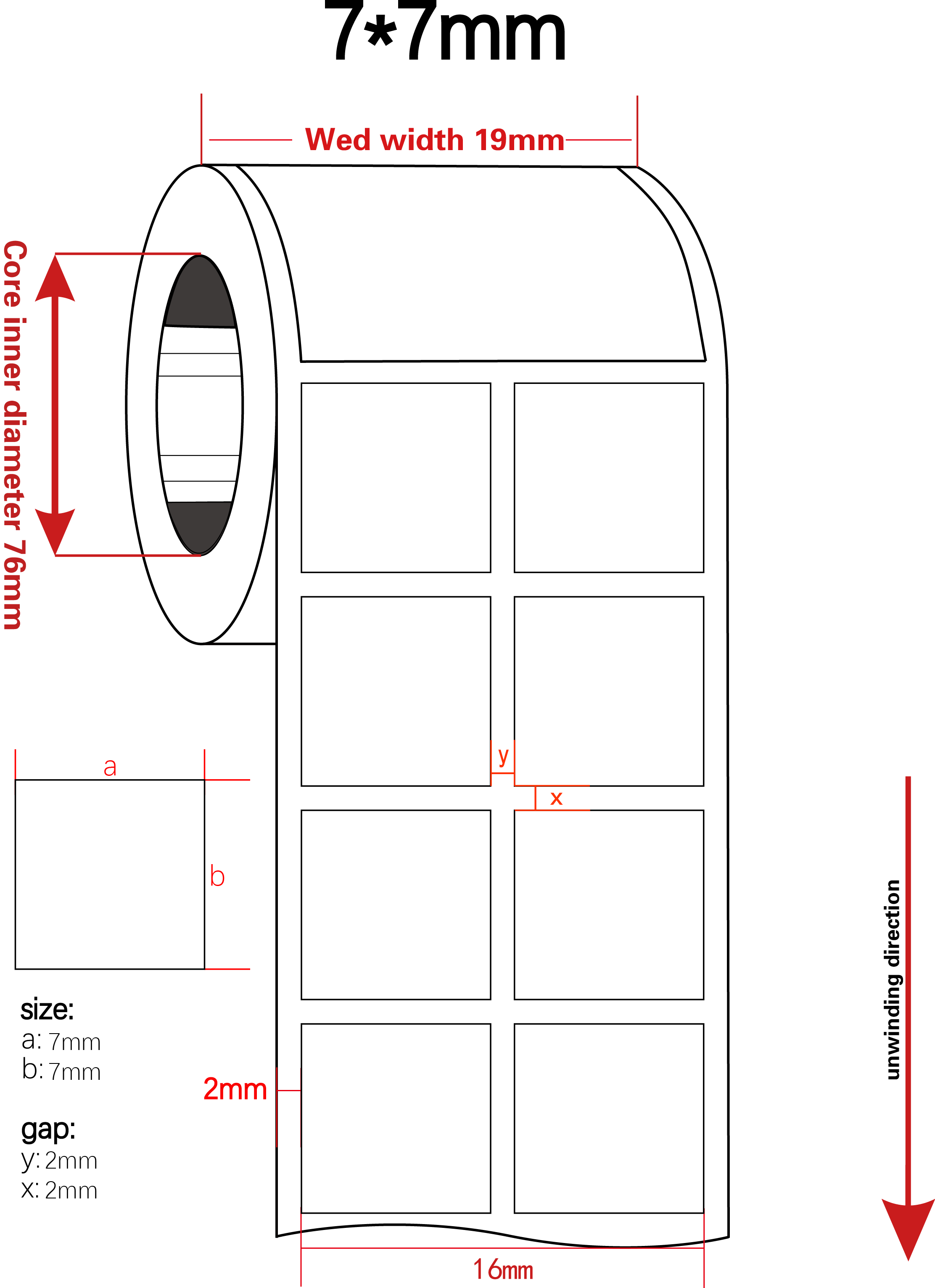 7mmx7mm Permanent Adhesive Label 1.5mil White Matte High Temperature Resistant Polyimide Label