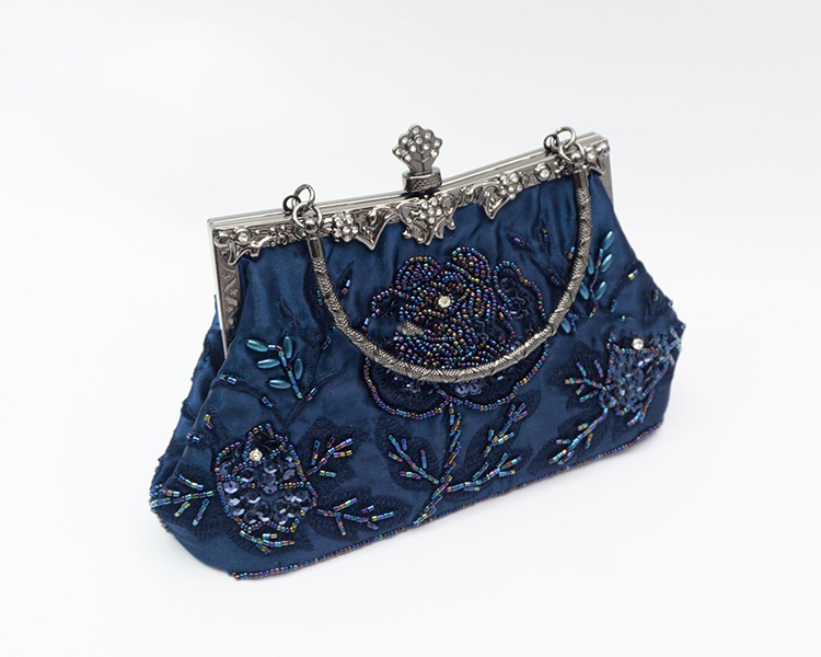 Vintage Floral Beaded Sequin Rhinestone Embroidery Clutch Evening Handbag for Women