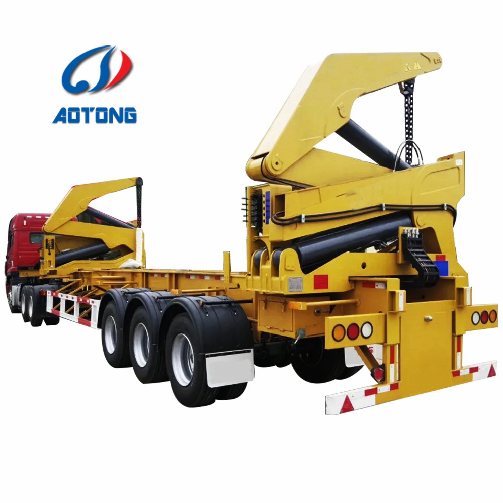 Japan Market Semi Truck Flatbed Trailer with 80T Max Payload and Hydraulic Ladder