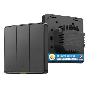 Zigbee Smart Wall Switch No Neutral Wire, No Capacitor Needed, Timing, Voice Control, Tuya App, Alexa & Google Home Compatible