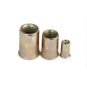 Yellow Chromate Plated M12 Rivet Nut , Metric Knurled Insert Nut