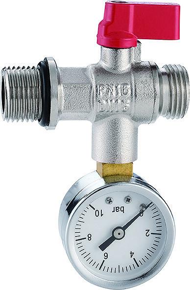6000 Nickel Plated Manifold Parts Brass Test Valve Ball Type DN15 Male x Male