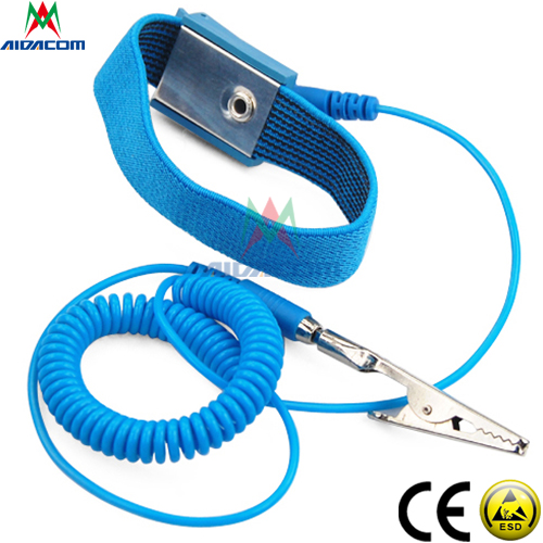 Stainless Steel Back Plant 1.8m PU Anti Static ESD Bracelet