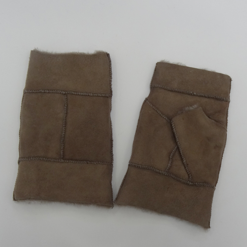 New style fashion winter leather half finger lamb fur fingerless gloves