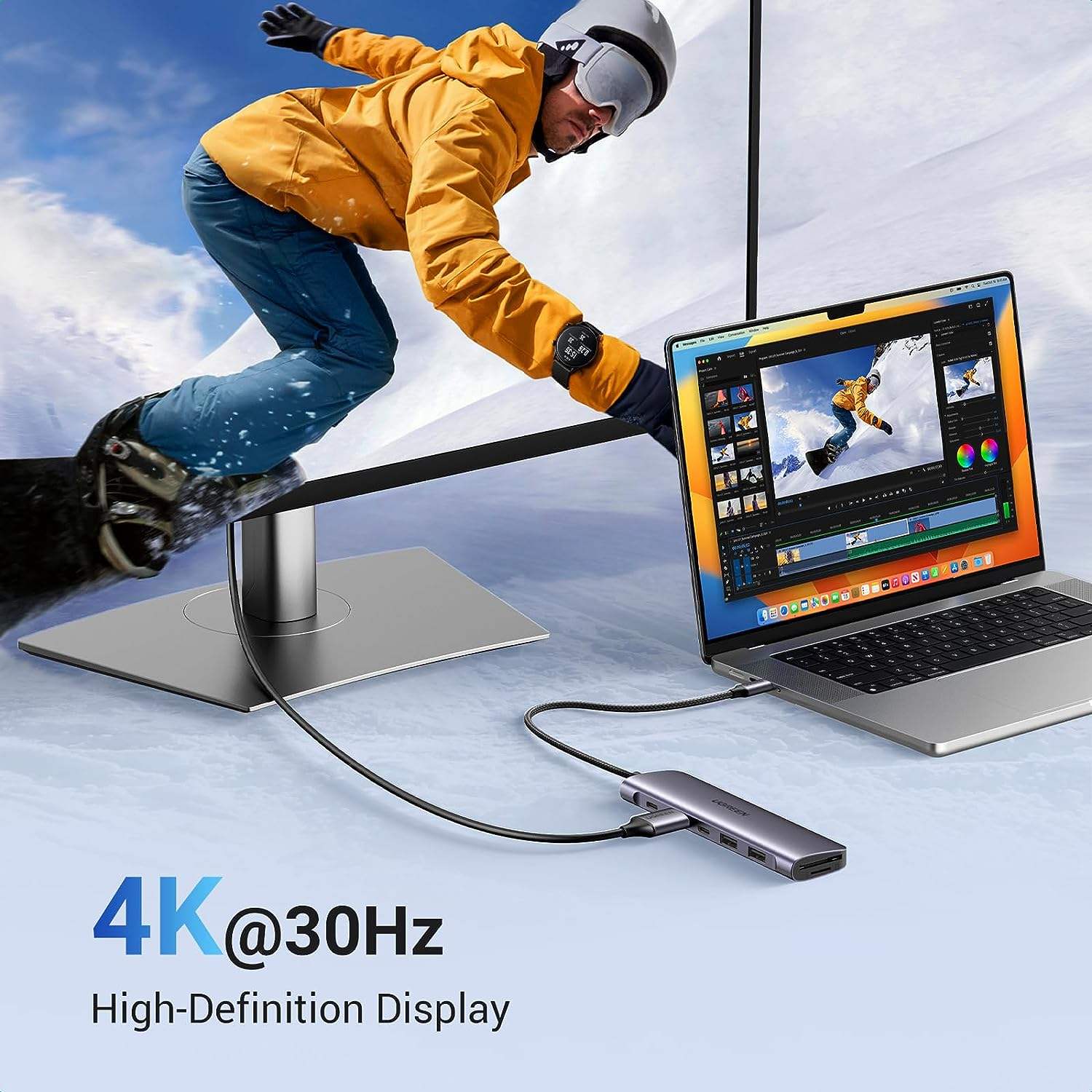 1071 USB C Hub for Laptop 7 in 1 USB C Dongle 4K-HDMI , 100W PD Charging, USB-C & 2 USB-A 5Gbps Data Ports, SD/TF