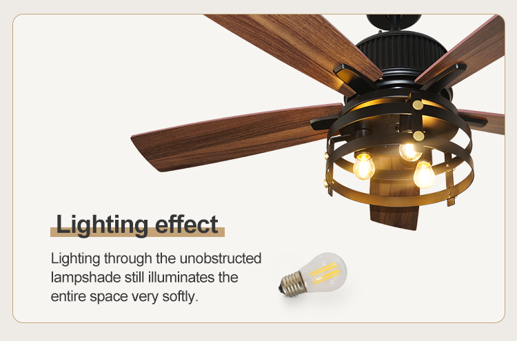1stshine Indoor MDF Blades 220V Home Soft Lighting Ceiling Fans with Bulbs