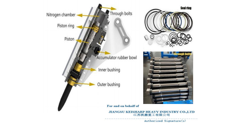 SB50 SB81 Hydraulic Breaker Hammer For Excavators 25 Ton Through Bolts Diaphragm Rock