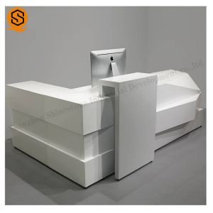 Solid Surface 2 Person Reception Desk With Seamless Joint