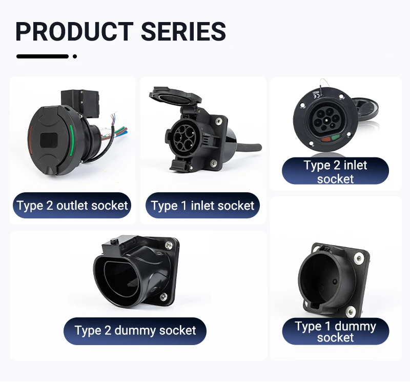 IEC 62196 EV Charging Accessories Type 2 Female Shutter Socket With E-Lock