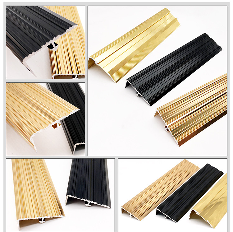 Rubber Insert Anodized Aluminum Stair Nosing Non Slip 0.4mm - 5mm Thickness