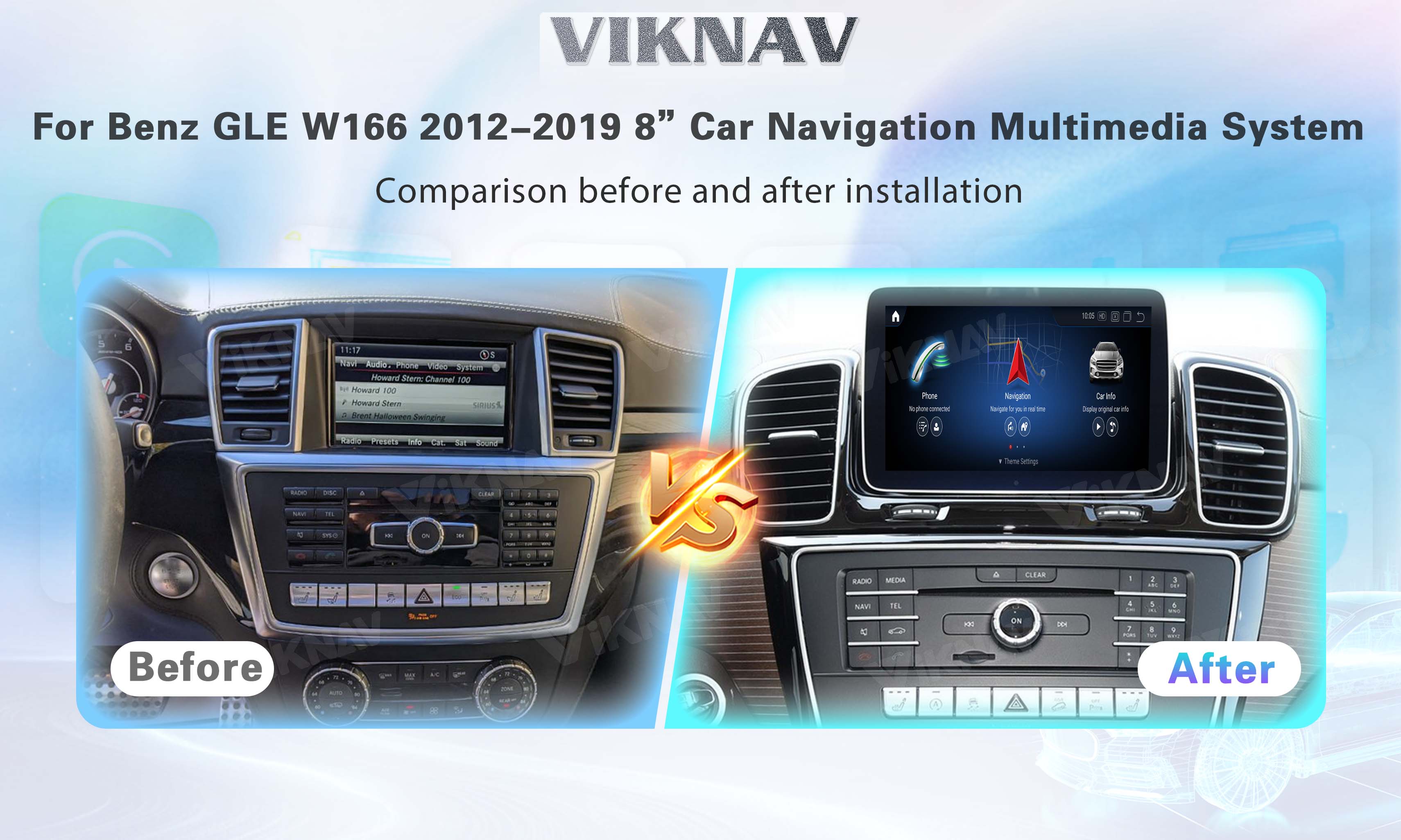 Viknav Car Radio For Mercedes Benz GLE GLS GL ML W166 X166 2012-2019 Vertical Screen HD LCD Touch Screen (NTG 4.5)