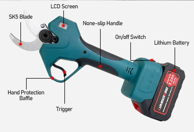 Cordless Tools Rechargeable Pruning Shears Electric Scissor With Battery