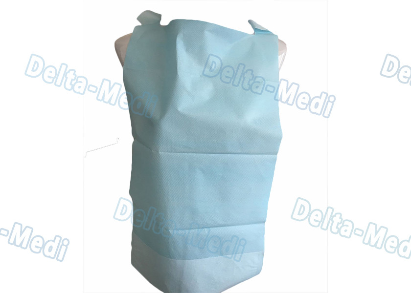 Light Blue Waterproof Disposable Patient Bibs , Adults Custom Disposable Bibs With Pocket