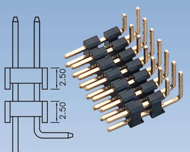 2 Pins To 100 Pins Circuit Board Pin Connectors , Double Plastic 2.54 Mm Pin Connector 3