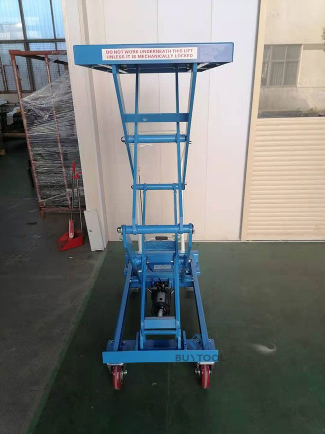 Twin Scissor Manual Lift Work Table Cart 1100lbs 62" Lifting Height