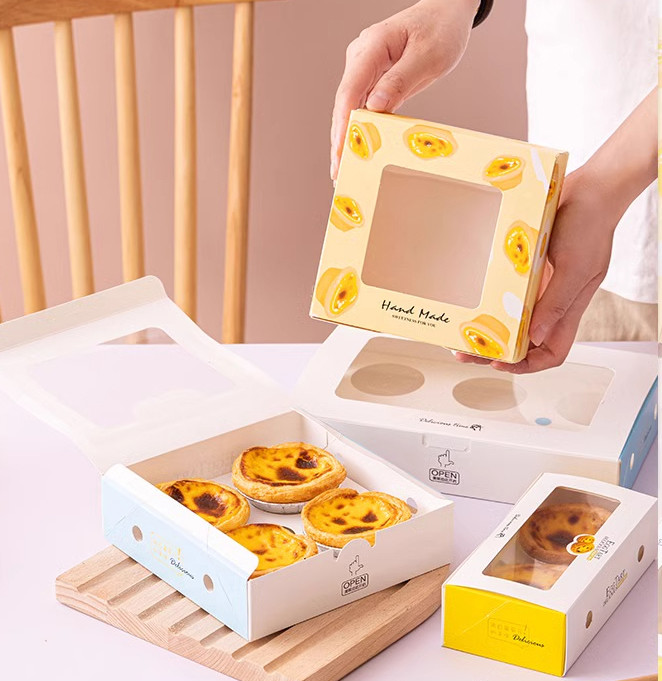 Professional Egg Tart Box Cake Packaging Boxes with Matt Lamination and Offset Printing