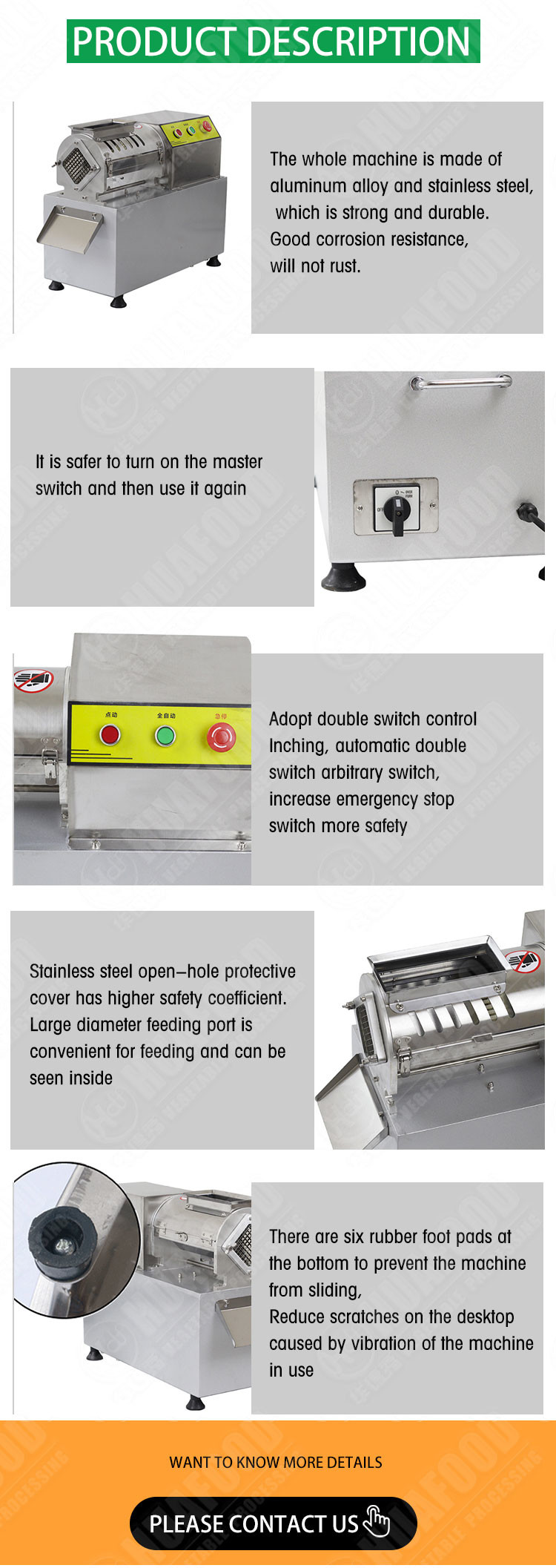 SUS304 Multifunction Vegetable Cutting Machine For Potato Cucumber Carrot