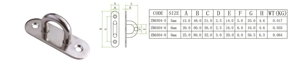 Sail Boats and Yachts Stainless Steel Round and Square Pad Eye Plate