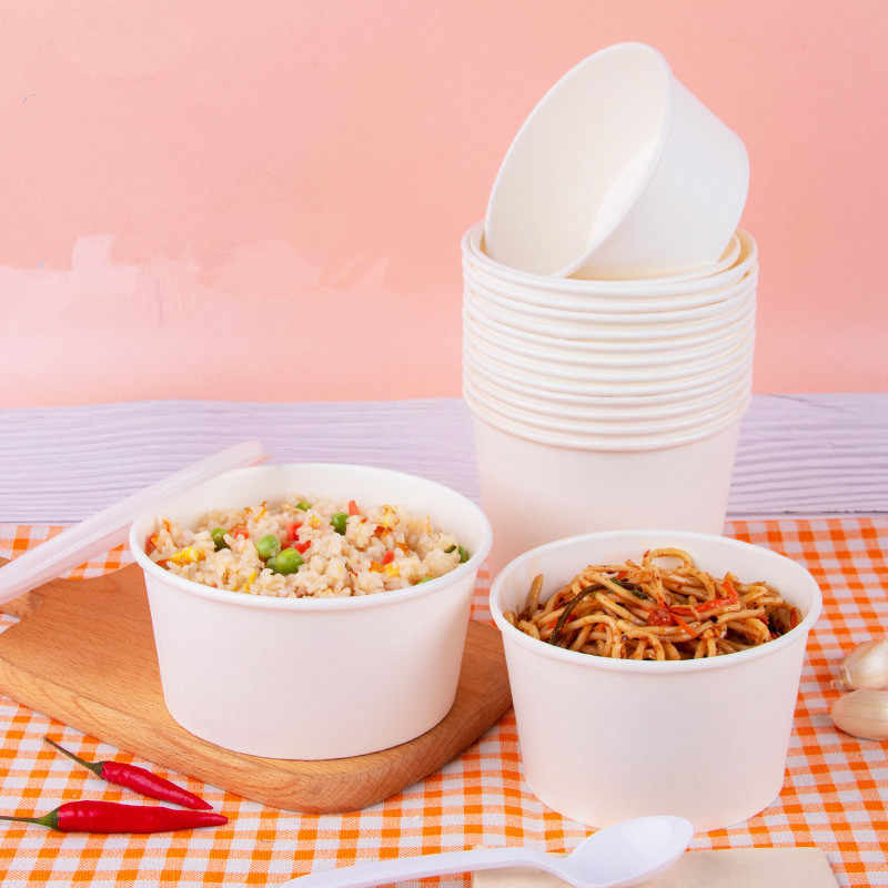 Snack Food Take Away White Printed 32 Oz Disposable Soup Bowl