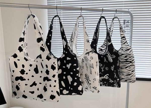 Cow print canvas bag female spring new tide fashion large capacity one shoulder