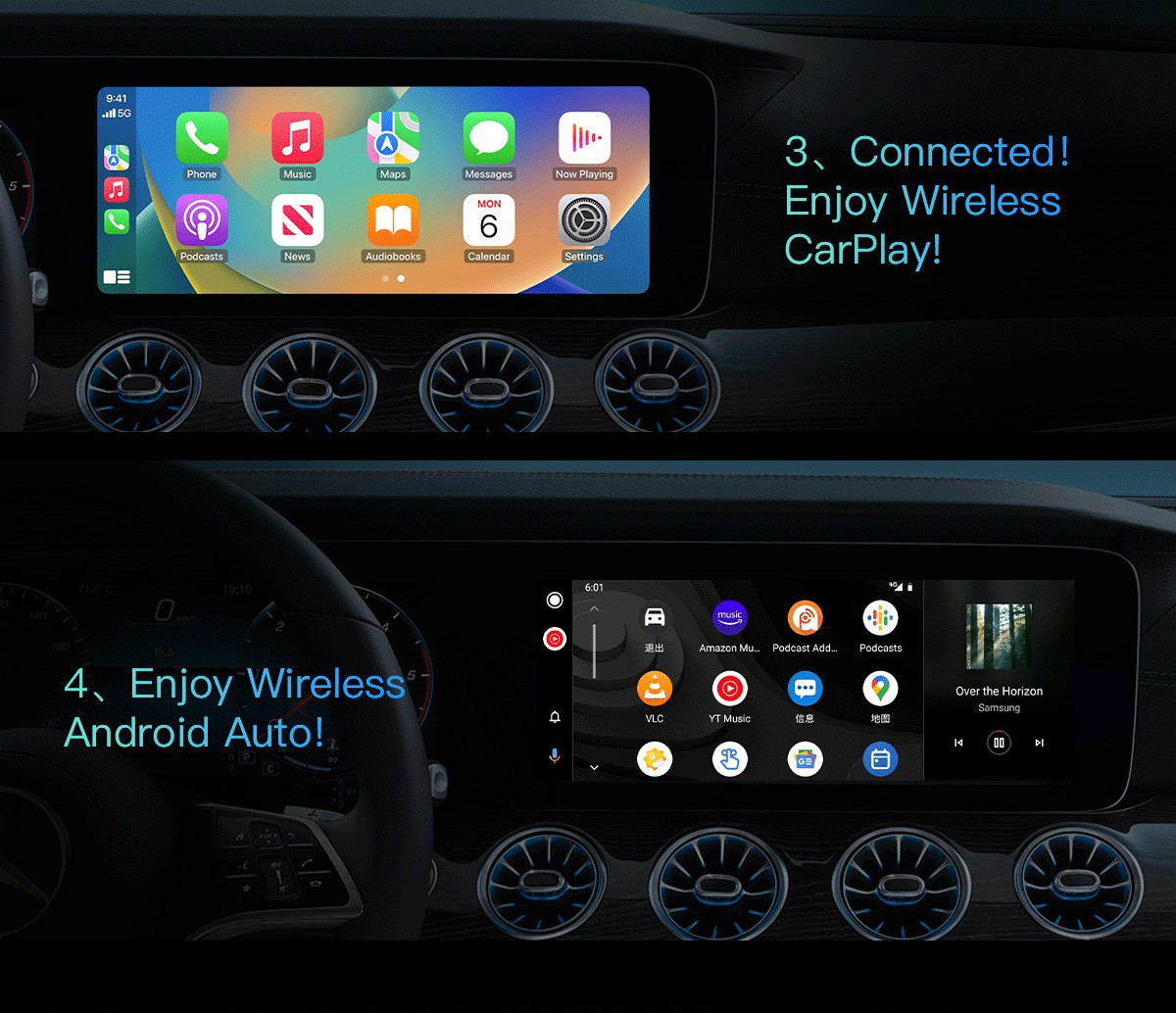 5V±0.2V 1.0A Power Input Carplay AI Box 8GB 128GB Built-in GPS Wifi Wireless Streaming Box