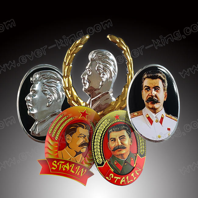 Custom Stalin Head Logo 3D Metal Aluminum Sticker Label Professional