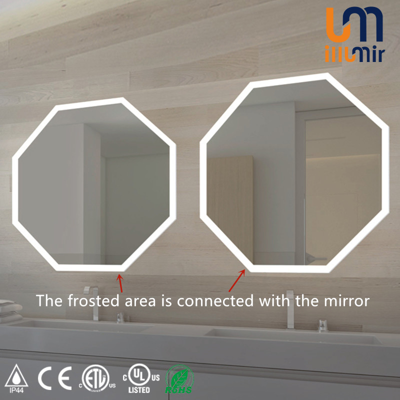 Hotel Beauty Salon Furniture Shape Irregular Designer Frameless Backlit Bathroom Mirror