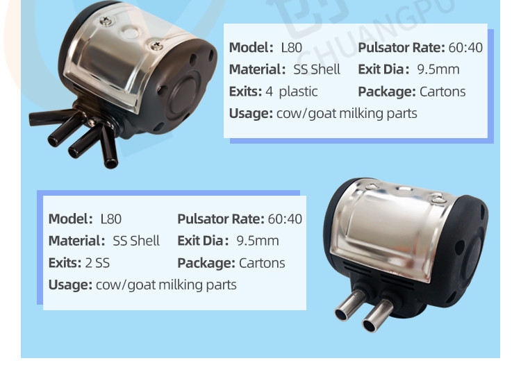 Manual Pulsation Ratio Adjustment L80 Milking Machine Pulsator 60 Cycles Per Minute 2 ports