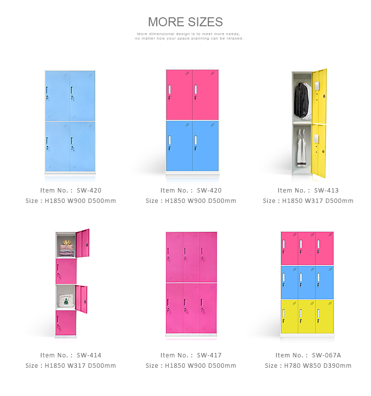 Narrow Edge Easy Assemble Waterproof Multi Doors Metal Storage Locker