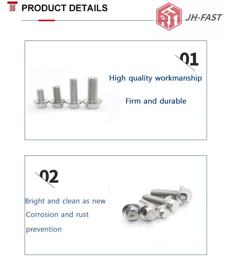 GB Standard Passivated Stainless Steel Hex Flange Bolt M4 M6 M8 M10 M12 Class 4.8.8.8 10.9 12.9
