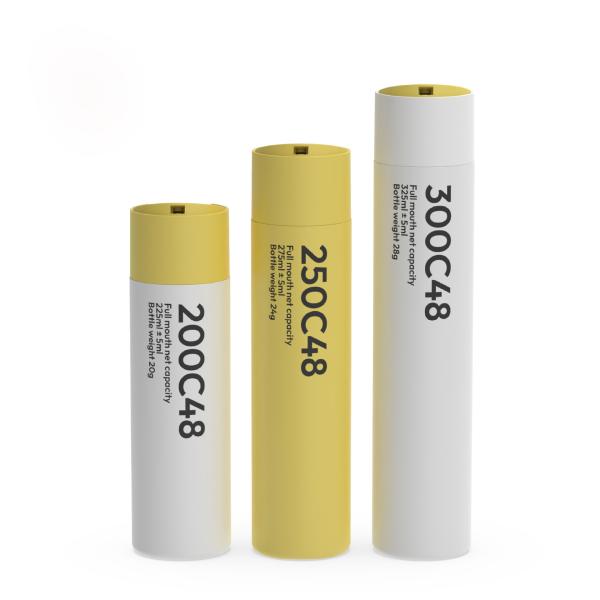 Recycled Bright Yellow Customized Disc Cap Bottle 200ml 250ml 300ml For Body