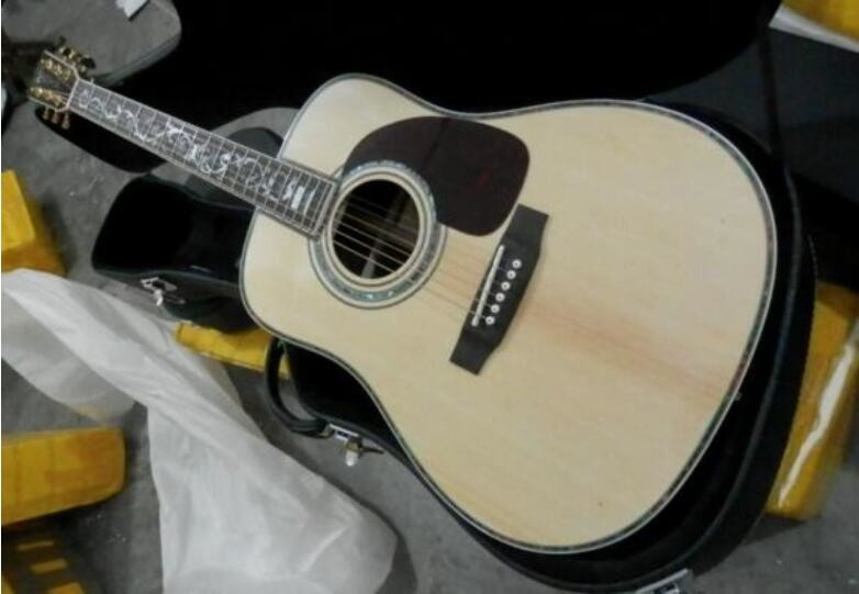 Custom D 45 acoustic guitar life tree inlay fret solid spruce wood top guitar With fisherman with hardcase