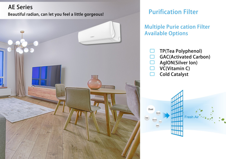 Purification Filter Wall Hanging Split AC Units Sleep Mode