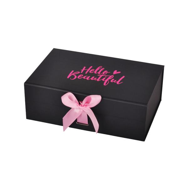 Black Hot Pink 2mm Thick Cardboard Matte Lamination Cardboard Wig Box For
