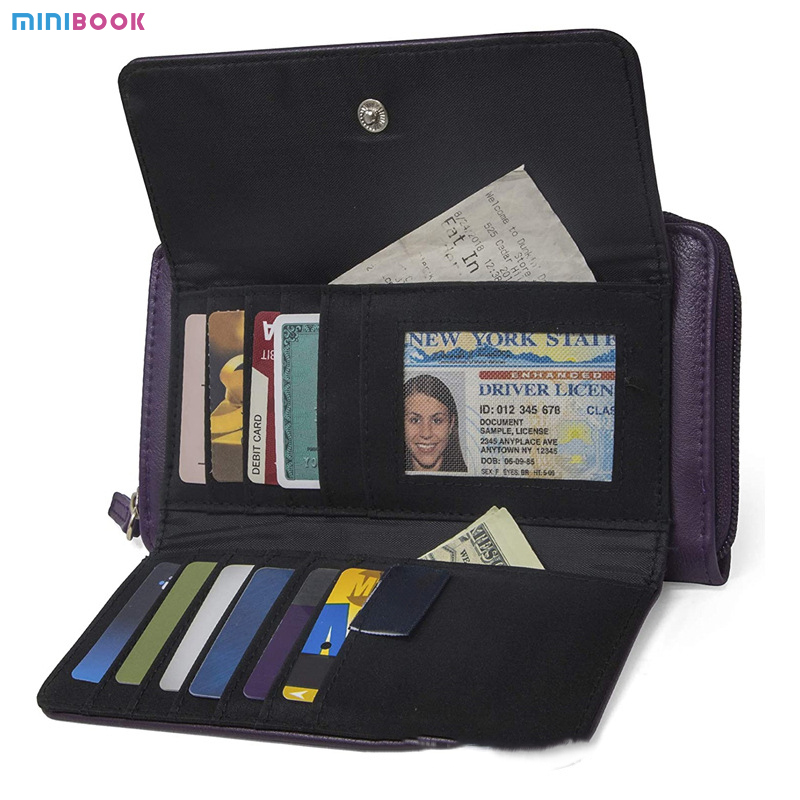 Custom Portable Designer Pebble Leather Cosmetic Storage Card Holder Wallet for Beauty