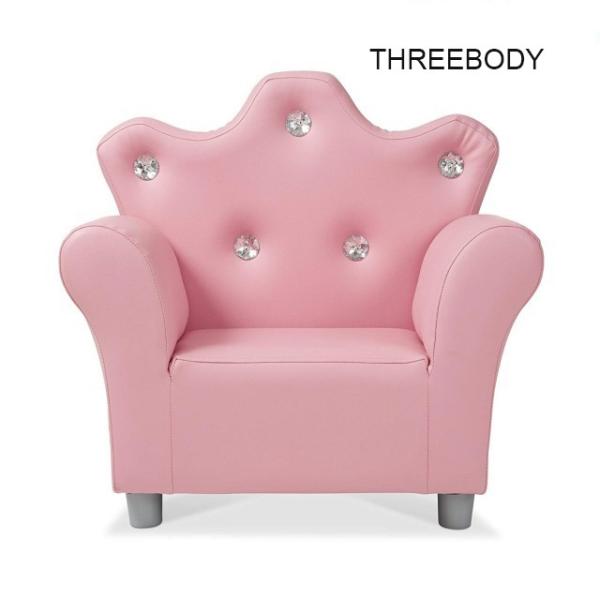 Comfy Modern Kids Furniture Child 'S Crown Armchair Pink PU Leather Sofa For