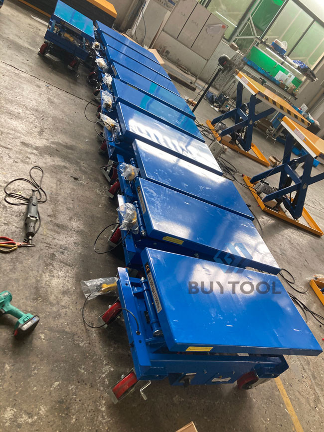 Vehicle Industrial Long Deck Mobile Scissor Lift Mobile Equipment 1100lbs 40"X20" Platform