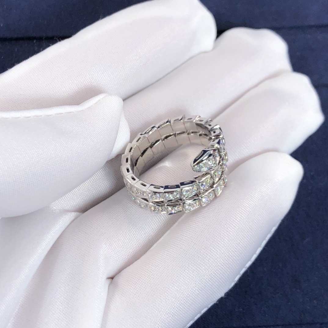 Elegant 18K Gold 2 Row Diamonds Serpenti Viper Ring Diamond Ring Yellow Gold White Gold