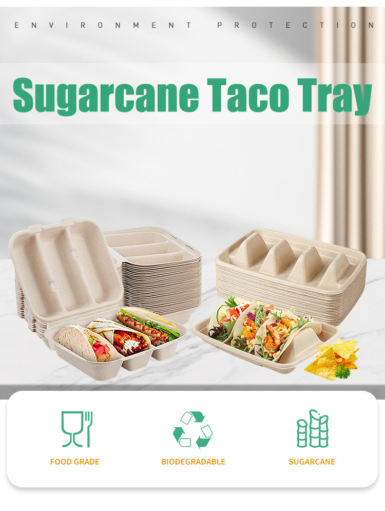 Thick Strong Paper Pulp TACO Box For Catering Food Packaging High Quality
