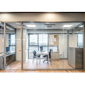  Isolate Noise 45+-db Partition Wall With Door Self Closer Health Double Glass Demountable Manufactures