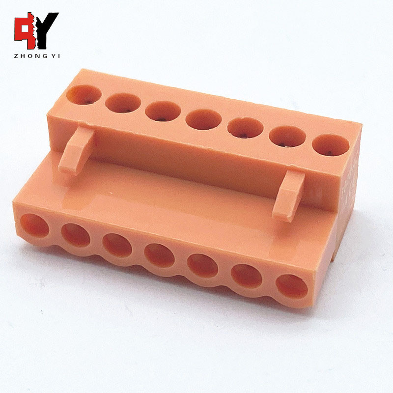 Orange 300V 2-24 poles Plug-In Terminal Block Female Panel Mounted