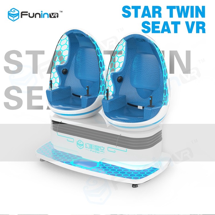 Blue Color Coin Operated Two Eggs 9D VR Cinema / VR Helmet Game Simulator For VR Zone Playground Arcade