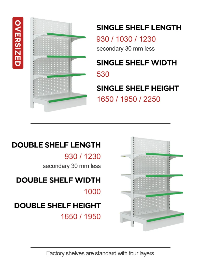 4 Layer Supermarket Display Rack Adjustable Shelf Height Removable