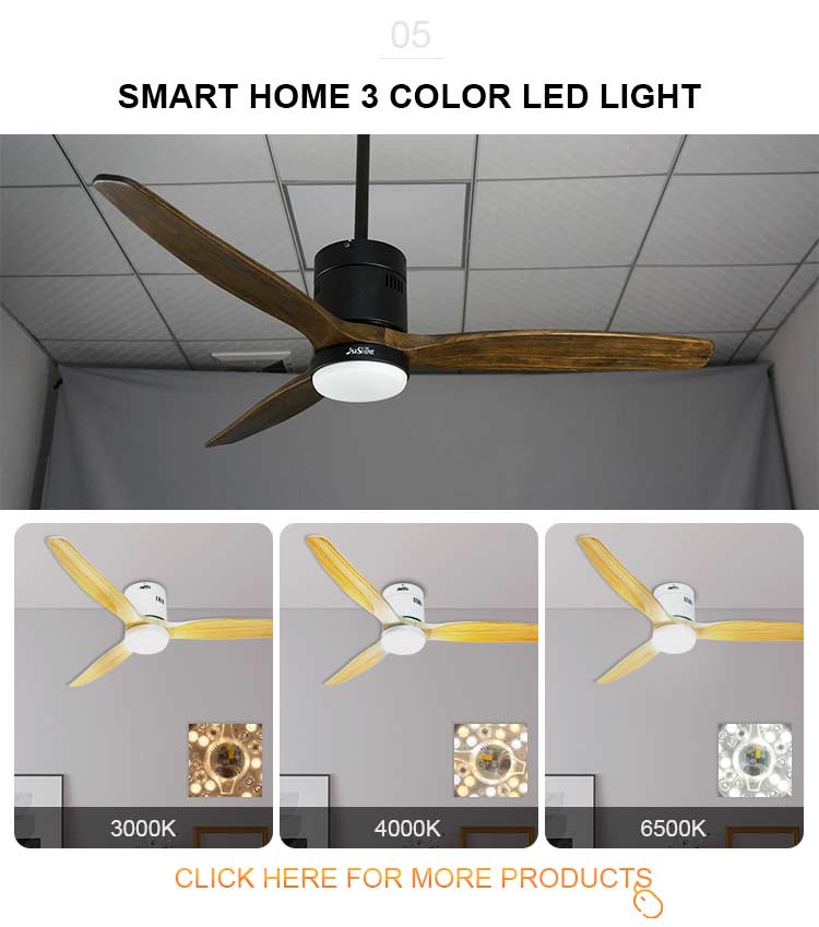 3 Color Changes LED Light Ceiling Fan for Modern Design 110-20V/50/60Hz Input Voltage