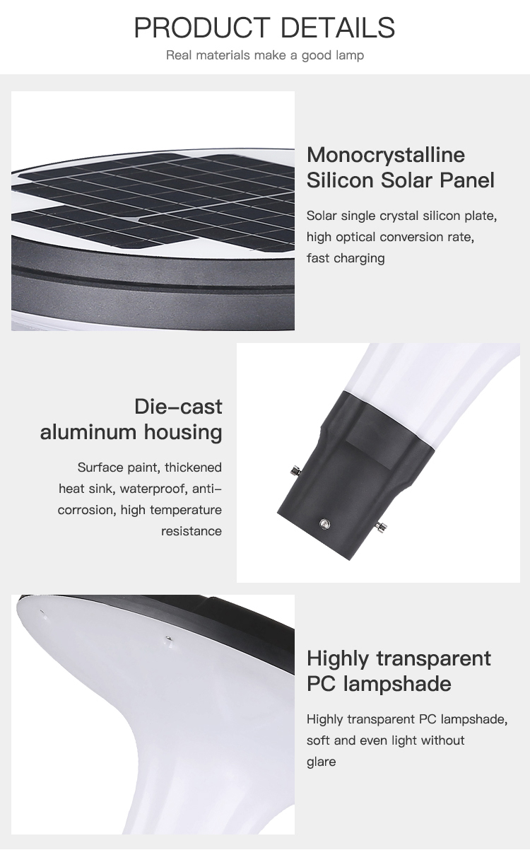 Waterproof Solar Light 3.2v 1500lm Optically Controlled Led Solar Garden Lamp