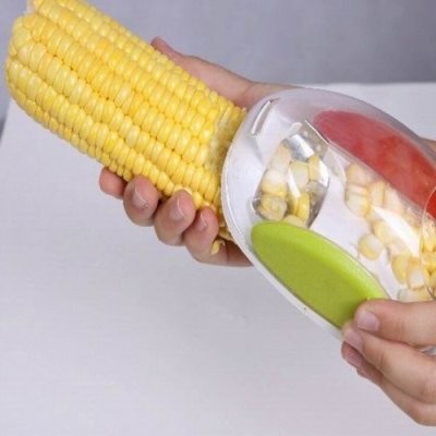 LFGB Plastic Vegetable Cutter Easy Stripper Corn Cob Remover With Silicon Handle
