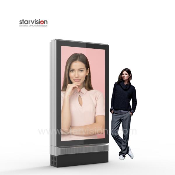 75 Inch Free Standing Double Outdoor Digital Totem Weather Proof For Bus stop