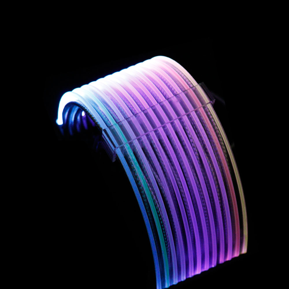 Glowing Cable Motherboard Synchronized 24Pin RGB Male to Female Extension Supply Cable 200mm for Rainbow Color