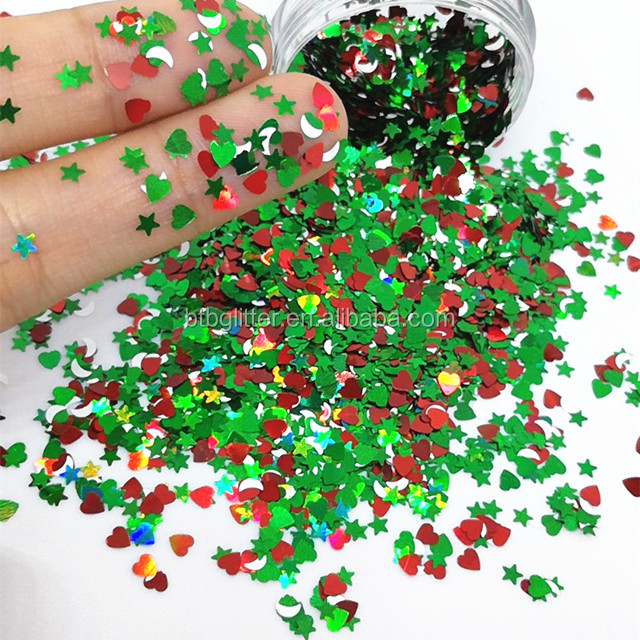 Decoration Christmas Shaped Glitter Mixes Poleyster Shape Mixes for Decoration Needs